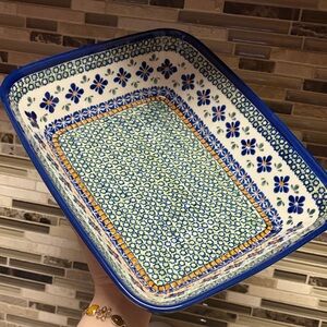 Blue Rose Polish Pottery 12”x9.75” Casserole Dish